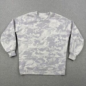 Lululemon Sweatshirt Womens Large Gray Camo Perfectly Oversized Crew Pullover